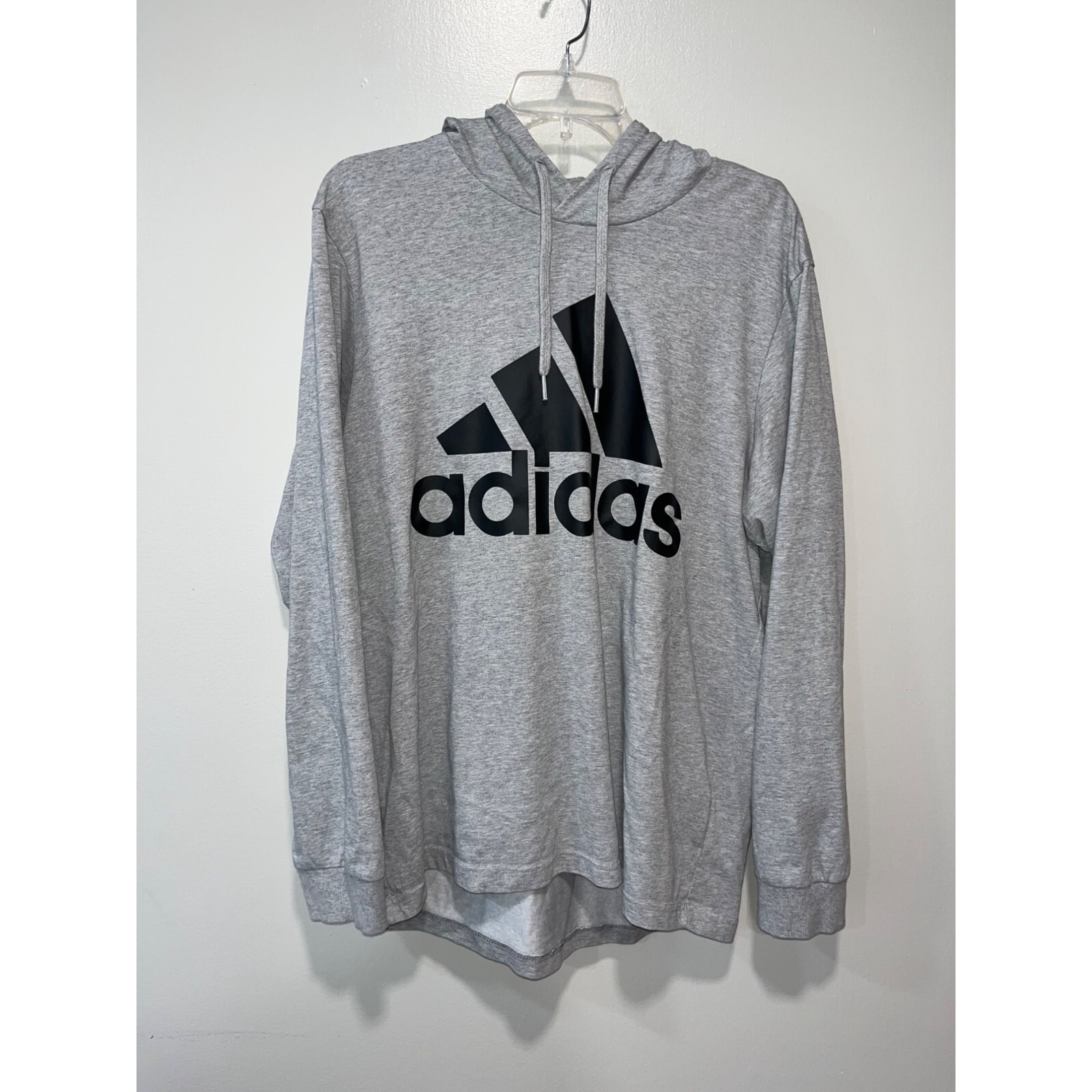Adidas Men's Hoodie Sweatshirt Big Logo Grey Large | eBay