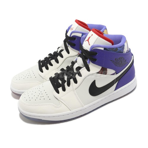 

Мужские кроссовки Nike Air Jordan 1 Mid SE Valentines Day Flower Purple White AJ1 FD4330-101, Белый, Air Jordan 1 Mid Se