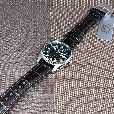 Pre-owned Seiko 5 Sports Srpj89k1 Automatic Green Dial Brown Leather Men's Dress Watch