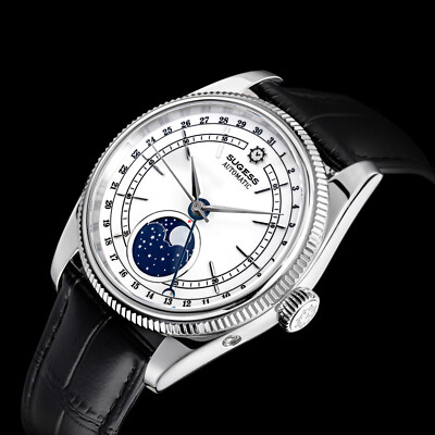 Sugess MoonPhase Master High Beat Mechanical Mens Watch Seagull 1963 S452.SW.K