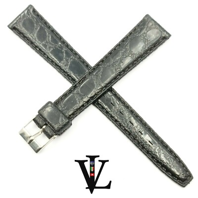 VINTAGE - 16 MM - SWISS MADE - NOS - BLACK WATCH BAND - STRAP - BRACELET BUCKLE