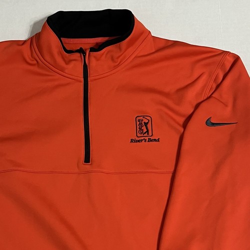 Therma-fit Mens Medium Orange Fleece Tpc River’s Bend 1/4 Zip Pullover