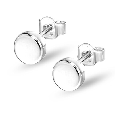 Real 925 Sterling Silver Stud Earrings for Women Girls Teen SMALL Round Disc 5MM