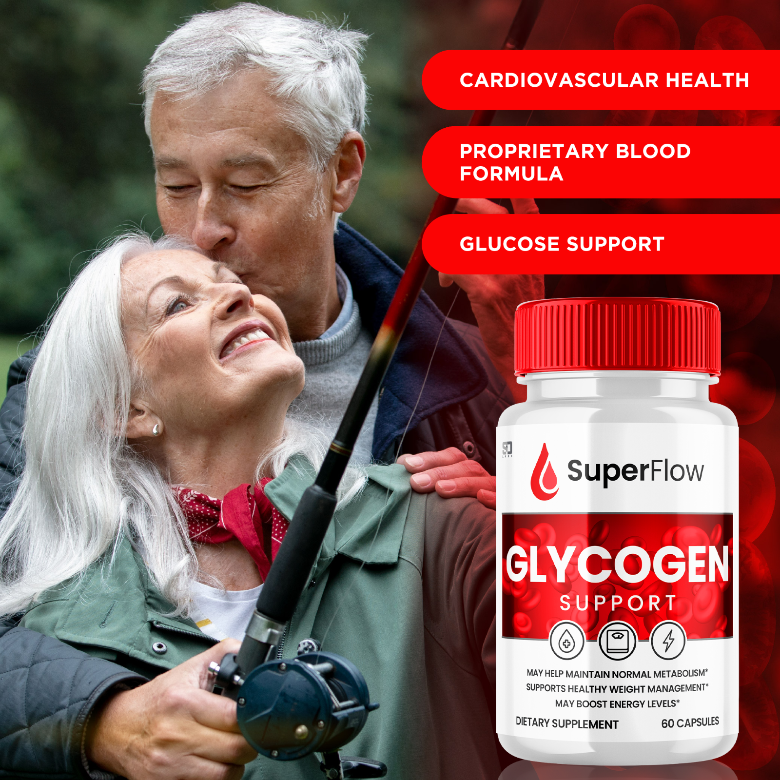 (1 Pack) Super Flow Glycogen, Blood Sugar Health Support Formula, 60 Capsules