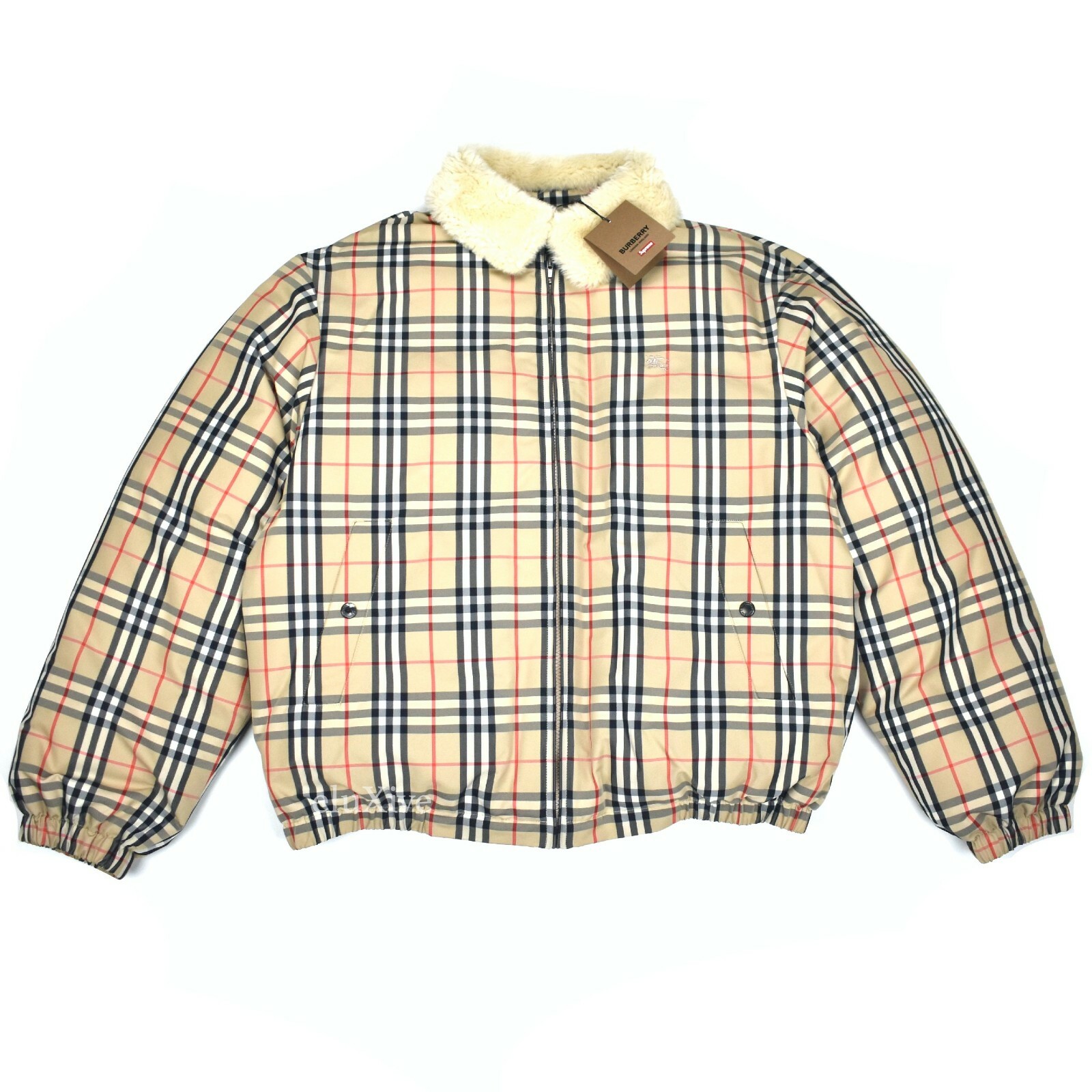 NWT Supreme x Burberry Nova Check Fur Collar Puffer Jacket NWT Supreme x Burberry Nova Check Fur Collar Puffer Jacket