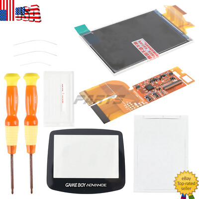 V2 IPS Screen LCD Kits For Game Boy Advance GBA 10 Levels Brightness Backlight 