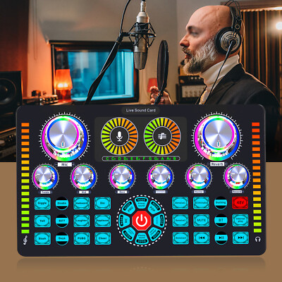 Live Streaming Audio Mixer Bluetooth DJ Sound Mixing Voice Changer 8 Modes