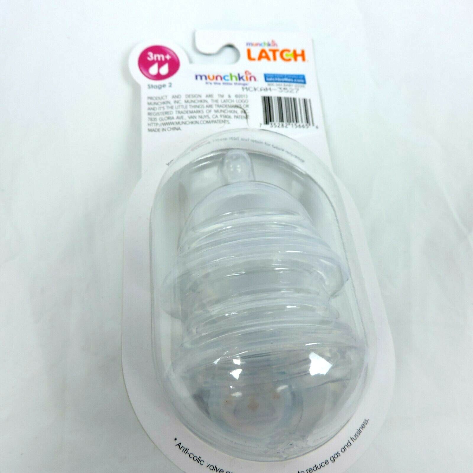 Munchkin Better Latch 3M+ 2 Pack Nipples Stage 2 Less Colic Feeding Infant Baby