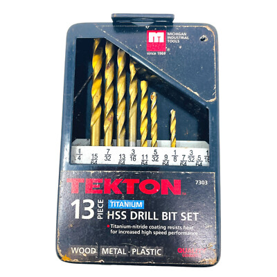 8 Pc Tekton 15/64 7/32 13/64 3/16 11/64 5/32 1/8 1/16 Titanium HSS Drill Bit Set