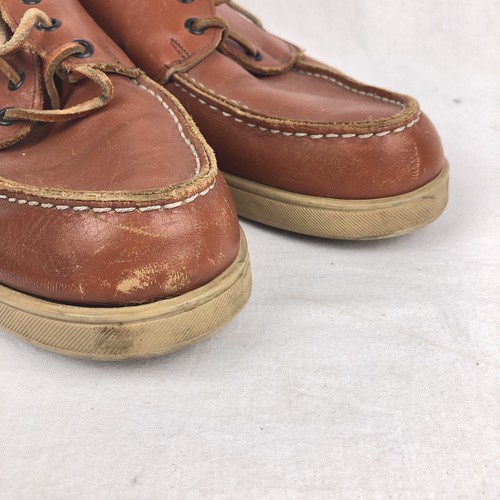 Mens Sebago Docksides US 13 M Brown Leather Deck Boat Shoes Loafers Vtg EUC