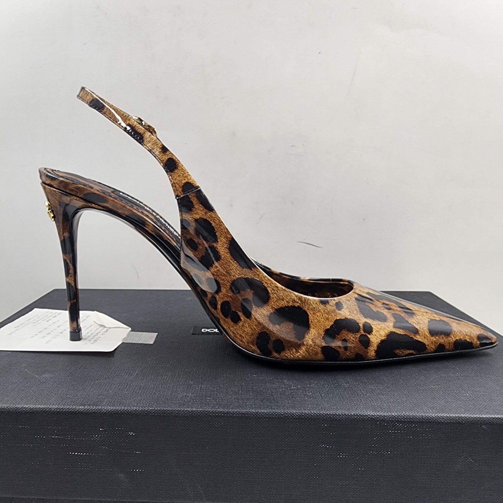 Pre-owned Dolce & Gabbana Leopard Print Slingback Pumps Women's 39/9us Brown Buckled
