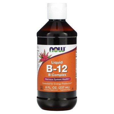 Now Foods B-12 Liquid B-Complex 8 жидких унций 237 мл Гарантированное качество GMP, кошерный,