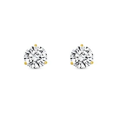 Pre-owned Shine Brite With A Diamond 2.75 Ct Round Cut Earrings Studs Solid 18k Yellow Gold Screw Back Martini In White/colorless