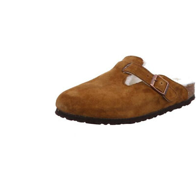 Pre-owned Birkenstock Boston Felt Wool Suede Leather Sheepskin Mules Clogs Slippers Slides In Mink