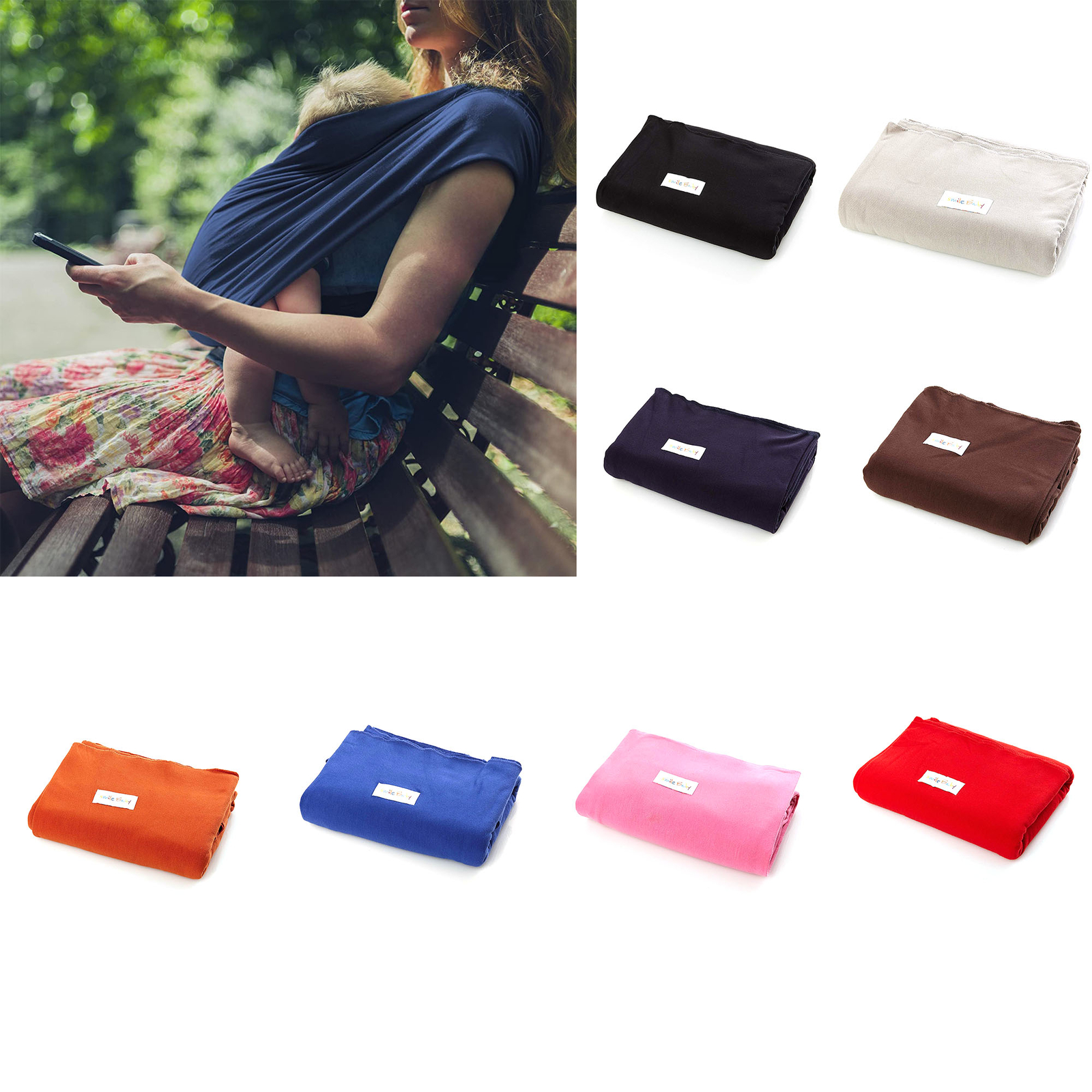 smileBaby elastisches Baby-Tragetuch Bauchtrage Babytrage Tuch Neugeborene