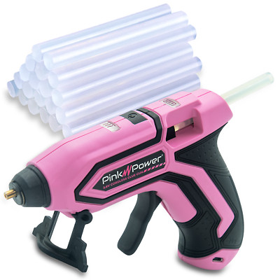 Pink Power Mini Cordless Hot Glue Gun USB Rechargeable w/ 20 Glue Sticks (Pink)