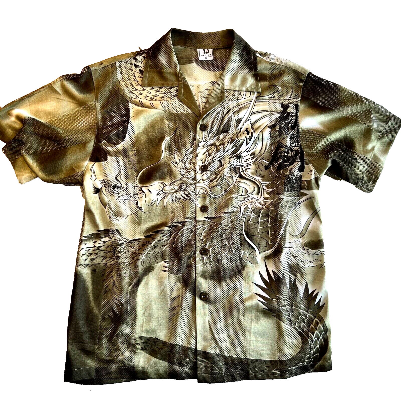 Balenciaga Style Vintage Dragon Shirt Perforated Mesh Viscose Cotton Y2K eBay