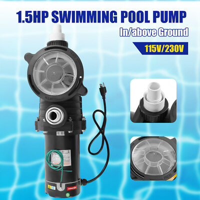 Pool Pump, 1.5HP 1100W In/Ground Swimming Pool Pump w/ 6480GPH Max Flow 115/230V