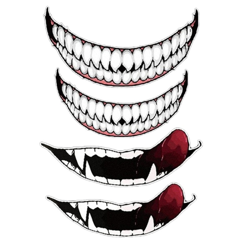 Smile Mouth Teeth Waterproof Decal Sticker for Motorcycle Helmet Rider