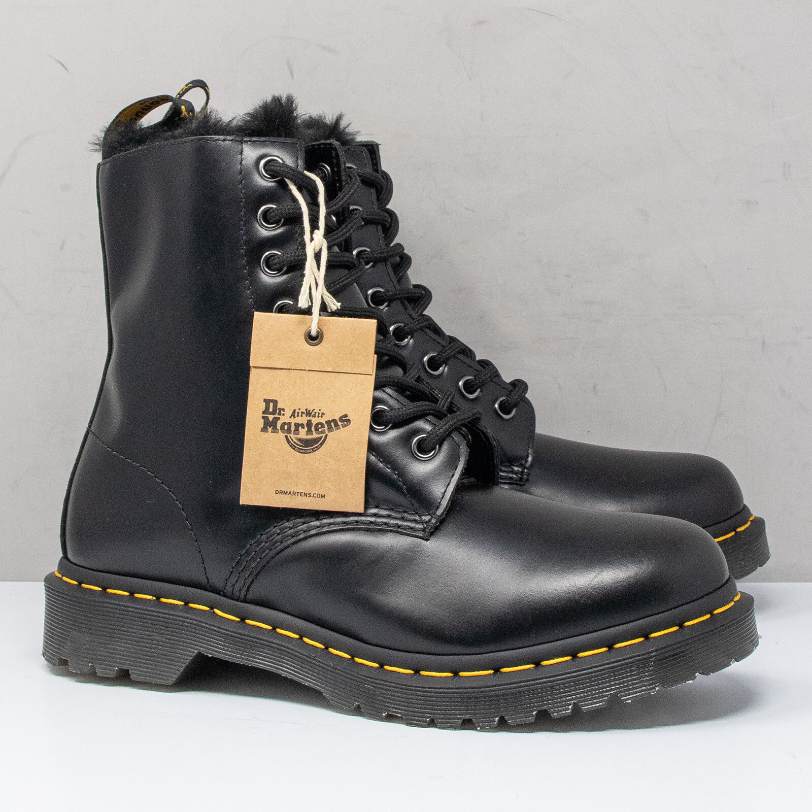 ◆Dr.Martens◆ 1460 serena 30953059 1460 Serena Faux Fur Lined Nubuck Lace Up Boots in Nickel