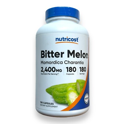 Nutricost Bitter Melon 600mg, 180 Capsules - Gluten Free, Non-GMO, Exp 08/26 NEW