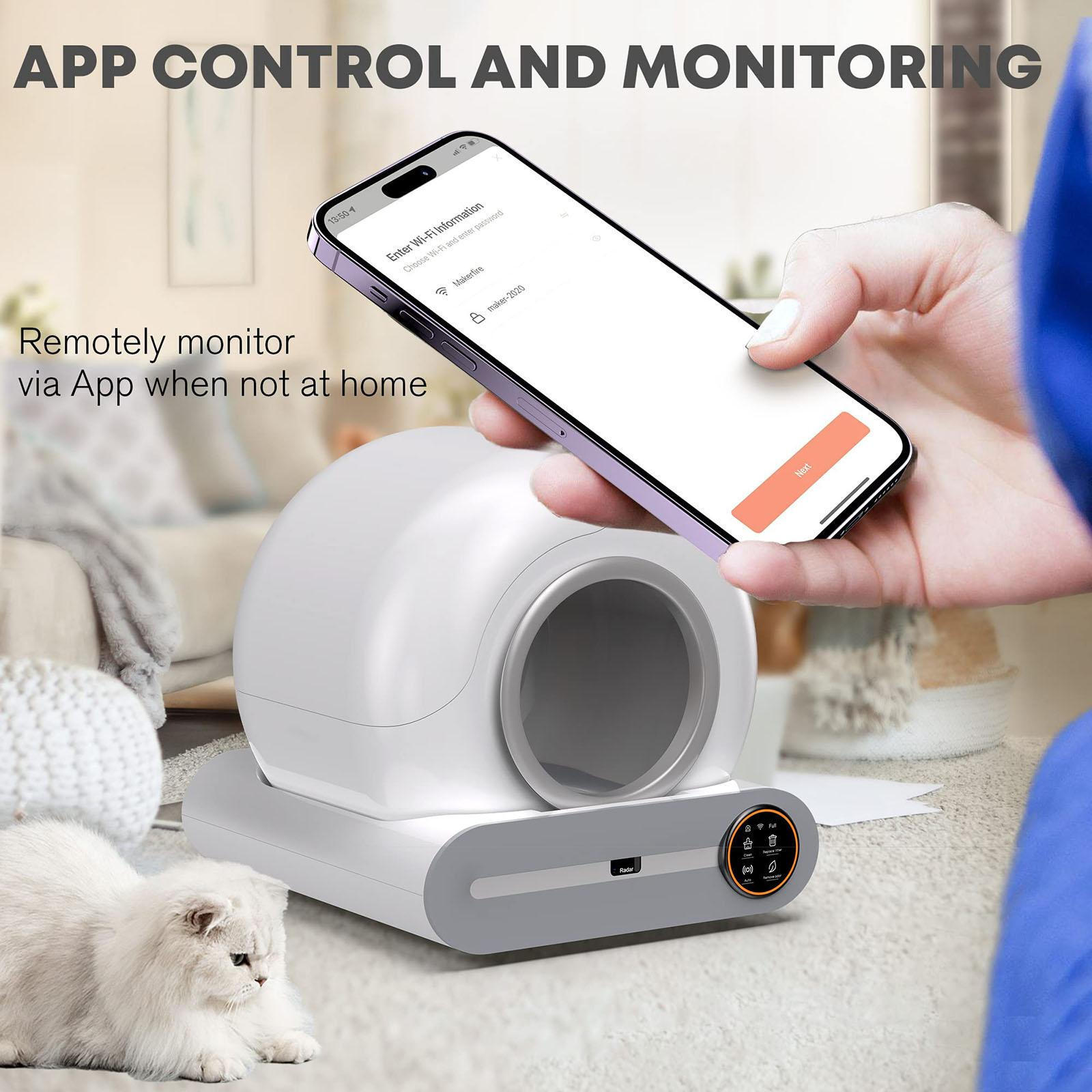 65L Automatic Smart Robot Cat Litter Box Self-Cleaning Enclosed Kitty Toilet