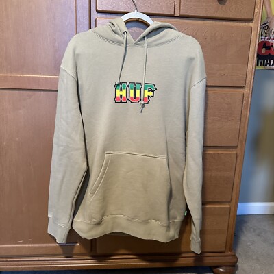 HUF Pullover Hoodie Logo Righteous Tan Size Medium