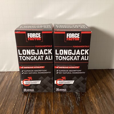 2 Pk Force Factor Longjack Dietary Supplement Vitality for Men 60 Caps EXP 05/26