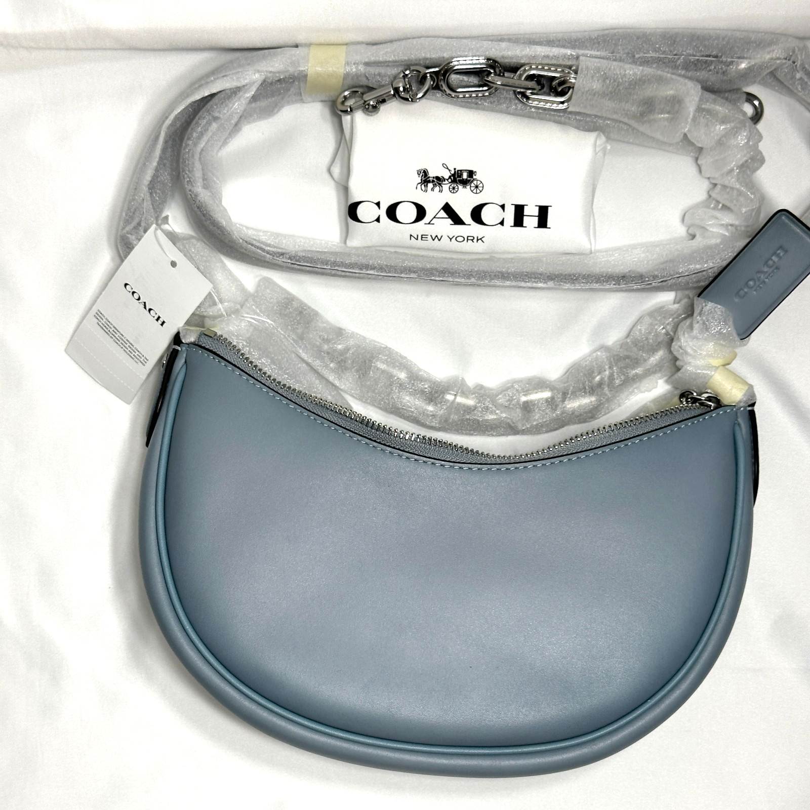 Coach Mira Shoulder Bag Chain Strap - Gray Blue Glovetanned 