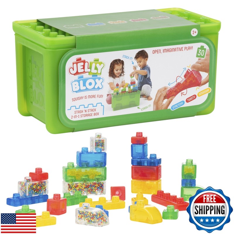Jelly Blox Stash 'N Stack 2-in-1 Storage Case Including 30