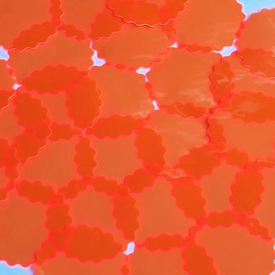 Round Ruffle Edge Vinyl Shape 1.5'' Orange Go Go Fluorescent Edge Glow