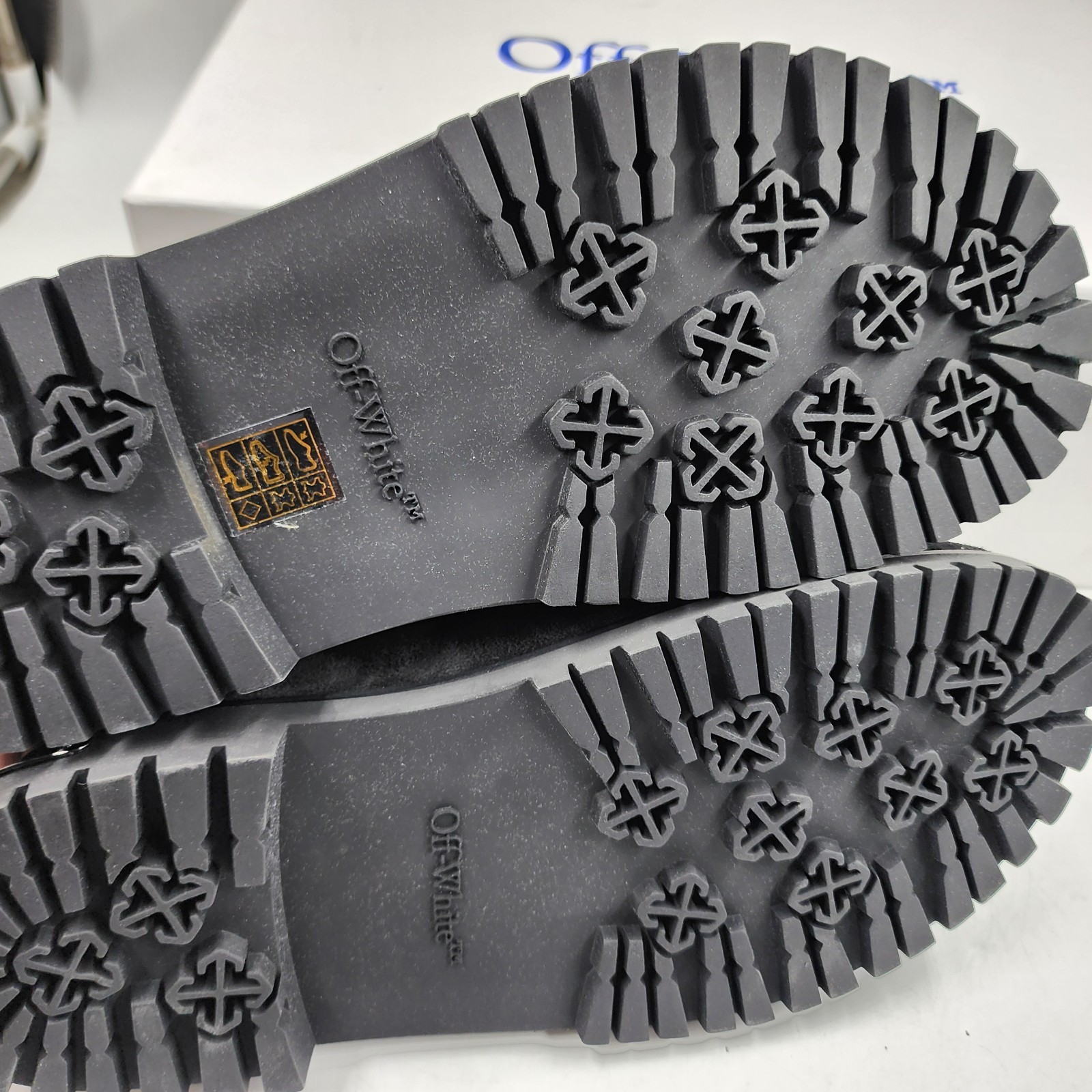 Off-White Metal Logo Slip On Mules Men's 41/8US Black/Silver Heel Embossed logo - Picture 8 of 22