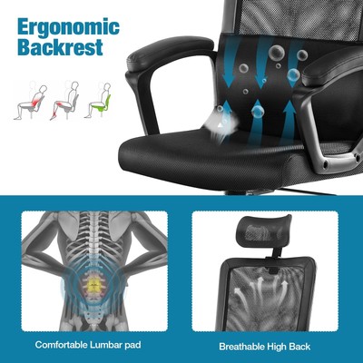 Ergonomic High Back Office Chair – Breathable Mesh Office Chair with Adjustab...