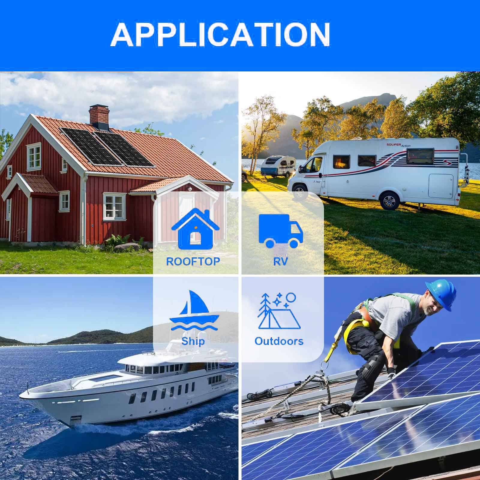 240W Monocrystalline Solar Panel kit High Efficiency Home RV Camping Off Grid