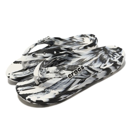 

Сандалии без шнуровки Crocs Classic Marbled Filp Black White Men Unisex Slip On 207822-066, Черный, Classic Marbled Filp