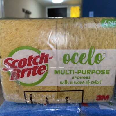 16 Ocelo Scotch Brite  Multipurpose Yellow  Handy Sponges 4.5x2.7