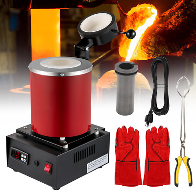 3KG Digital Electric Gold Melting Furnace Forge Aluminum Copper Brass Crucible