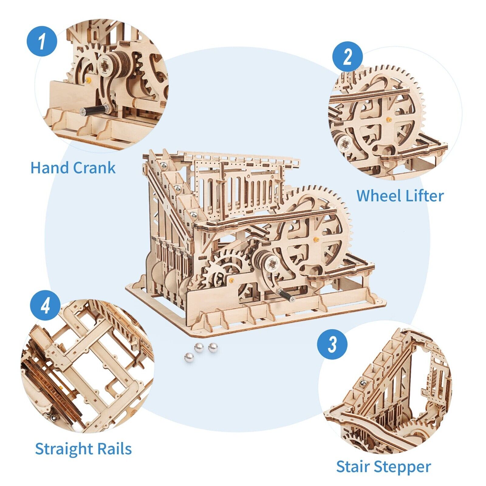 ROKR 3D Wooden Puzzles Marble Run Set DIY Mechanical Model ROKR 3D Wooden Puzzles Marble Run Set DIY Mechanical Model