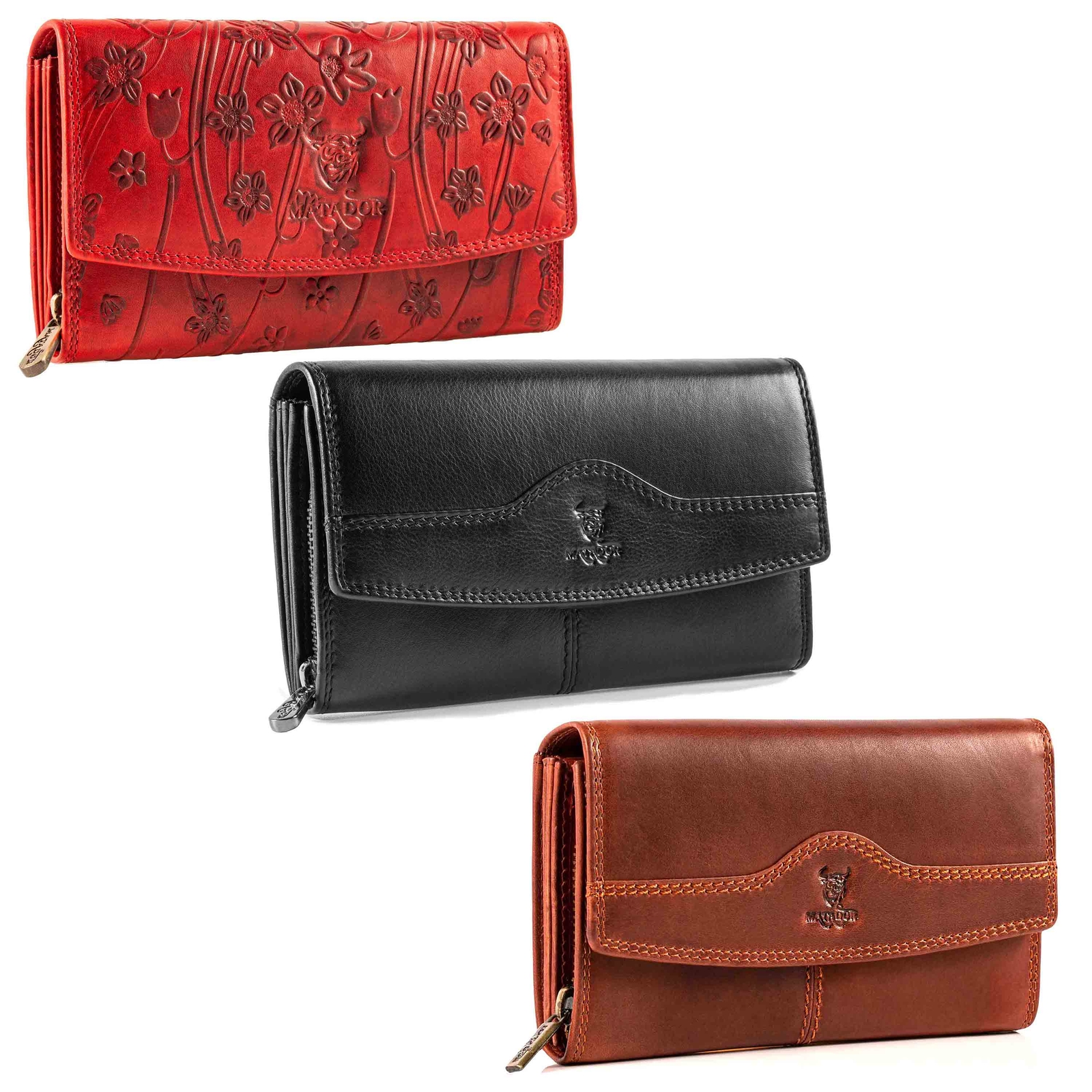 MATADOR | LIMA | Längliche Damen Geldbörse Langbörse Echt Leder RFID 3 Farben