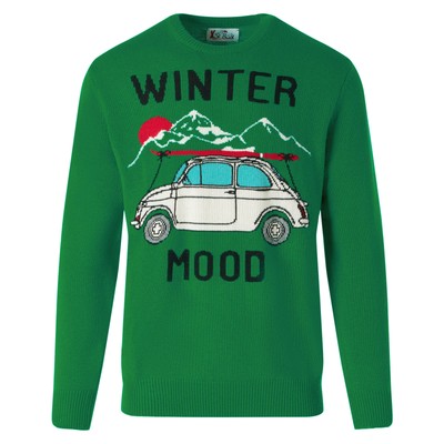 Pre-owned Mc2 Saint Barth Man Sweater With Car Print In Green