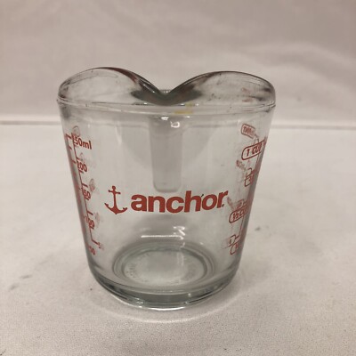 VINTAGE ANCHOR LOGO 1 CUP 250 ML LIQUID MEASURING CUP RED LETTERING 