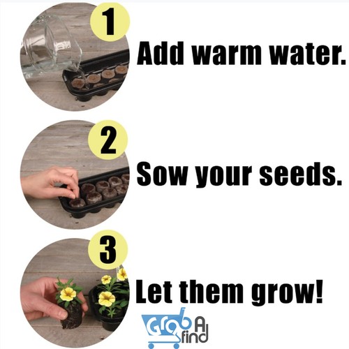 Jiffy Tray with 12 Peat Pellet Seed Starter Greenhouse Kit, 36MM With Lid.