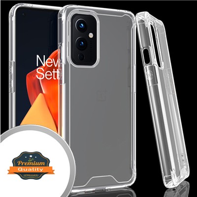 For OnePlus 9 Case Frame Shock-Absorption Hybrid Rubber Gummy TPU Clear Cover