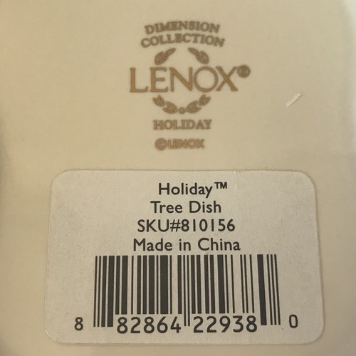 LENOX Holiday Tree Dish Dimension Collection Gold Trim Spoon Rest Ribbon Holly