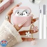 Cute Pink Case for Airpods 4 Cover for Girl Women with Pom pom Flower Charms Keychain and Cleaner Kit, Soft Silicone Airpods iPod 4th Gen Protective Cover Skin for Airpod 4 2024
