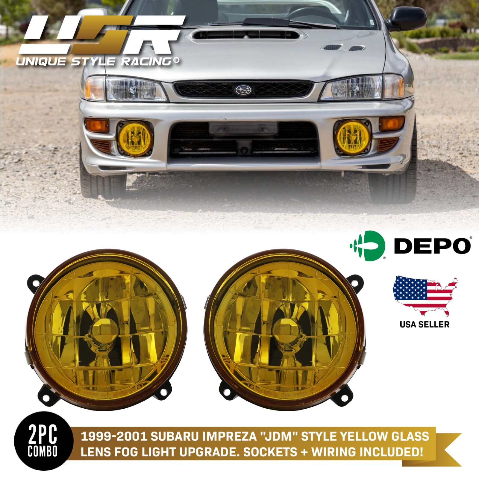 「高評価！」注目のレビュ / RS 2.5 Impreza Subaru 1999-2001 WRX Glass Yellow JDM DEPO アクセサリー