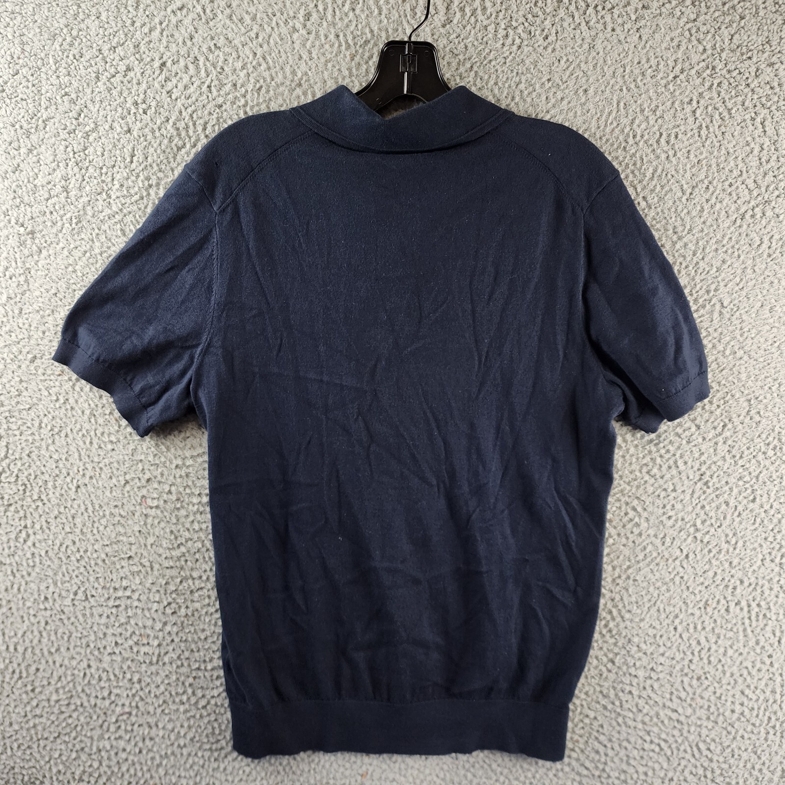The Men's Store at Bloomingdales Cotton Two Button Sweater Polo Mens S True Navy - Picture 4 of 11