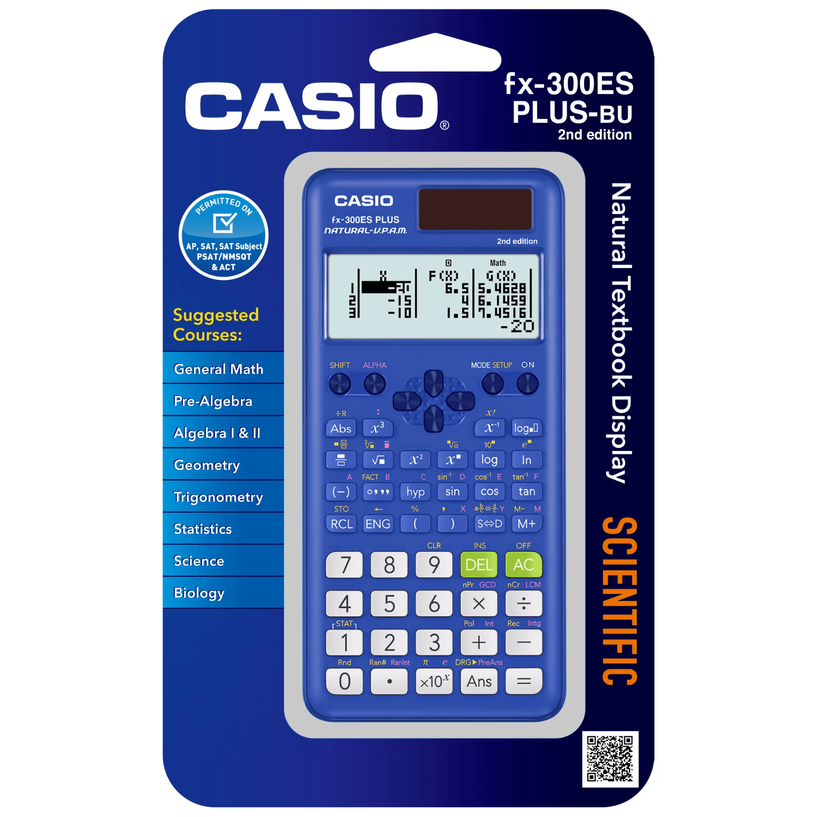 CASIO FX 300ES PLUS BU Scientific Calculator Natural Textbook Display Blue NEW
