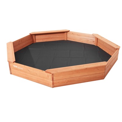 VEVOR Wooden Sandbox with Cover Octagonal Sand Box Sand Pit Outdoor Ages 3-12
