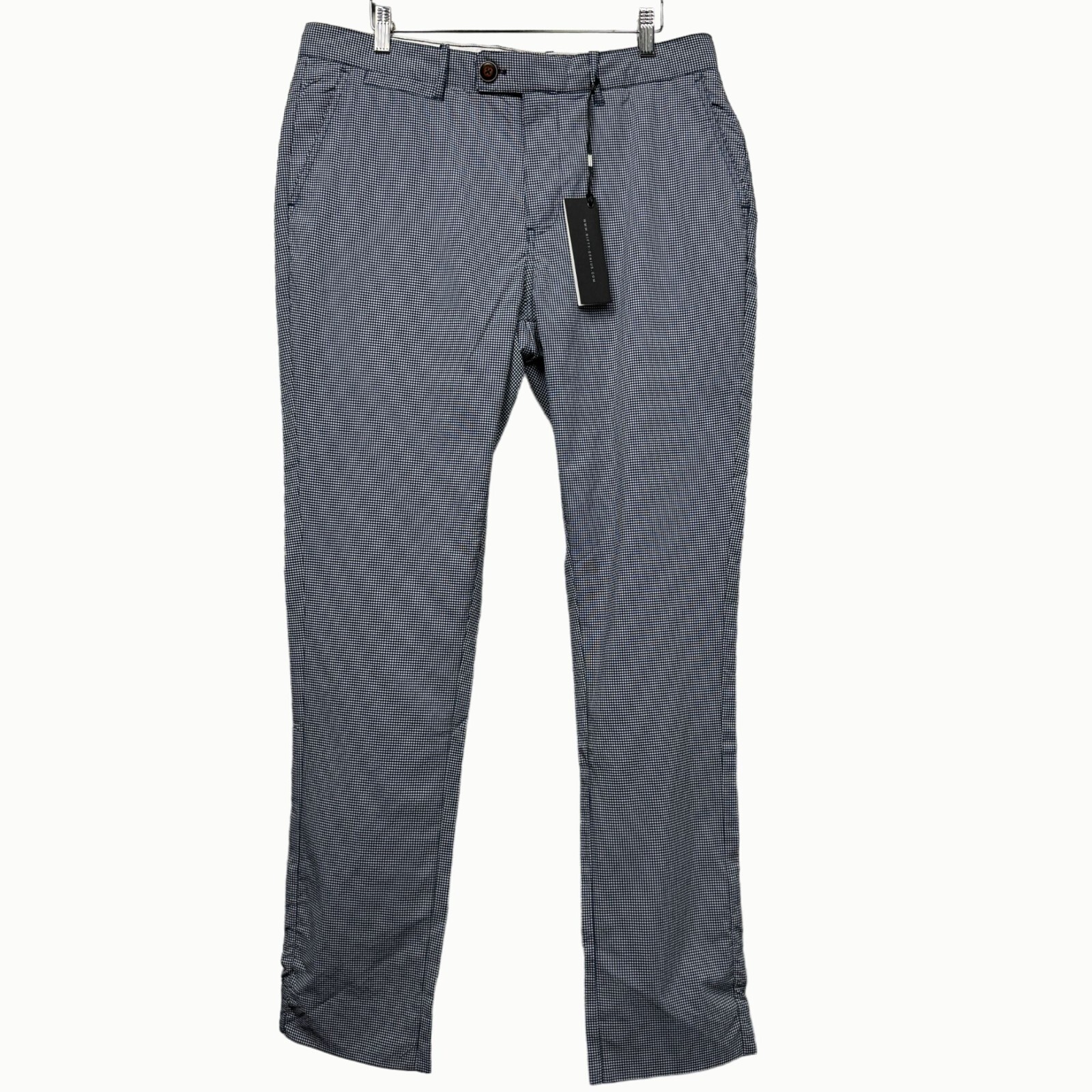 NEW Nifty Genius Blue White Gingham Check Plaid Slim-Fit